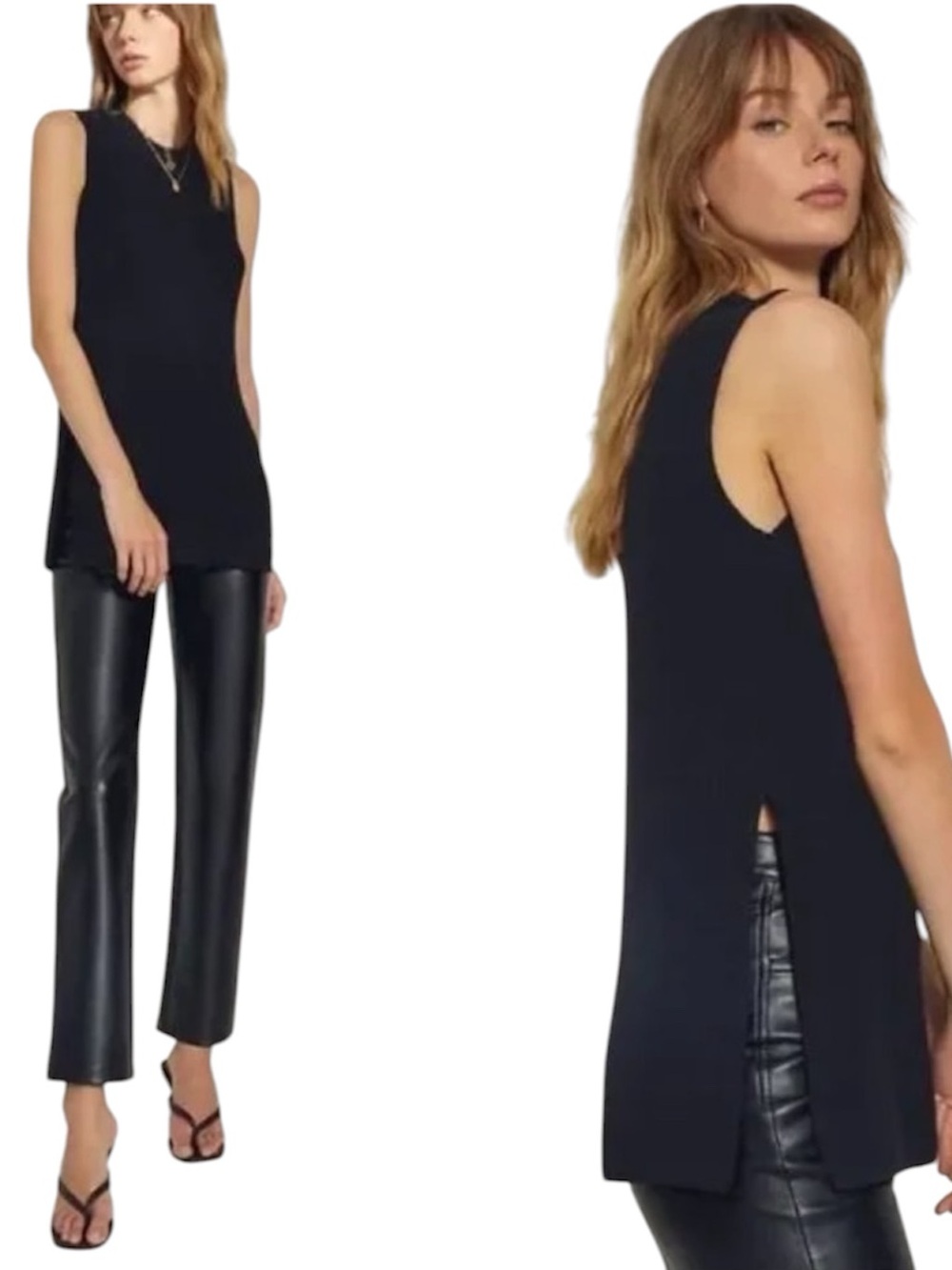 Wilfred Black Palmier Sleeveless Tunic Tank Top